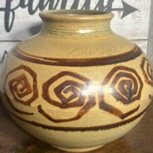 6" brown pottery vase  marked SA HOI KOO.